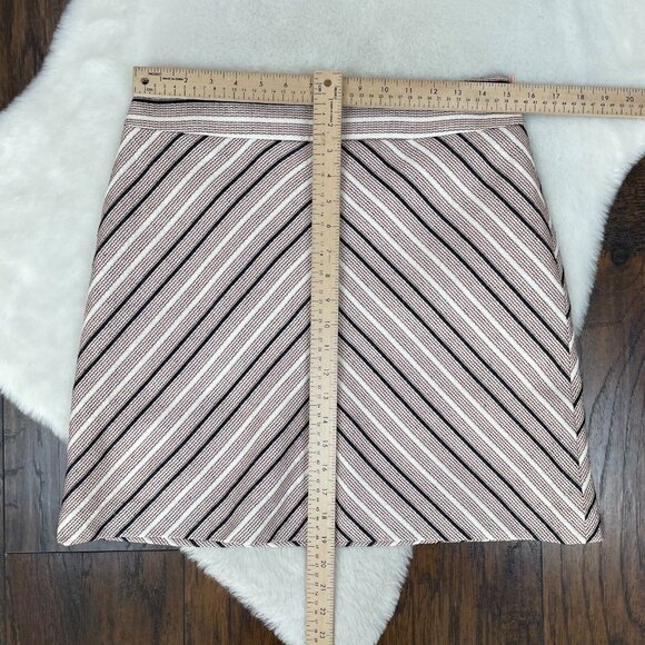 LOFT A-Line Skirt 8 Textured Stripe Peach Navy Blue Women's - Picture 7 of 11